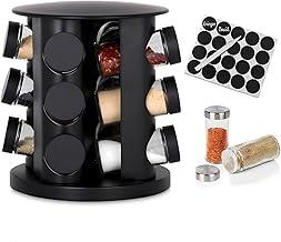 Porta Tempero Mantimentos Giratório Cozinha Inox 12 Potes (BLACK)