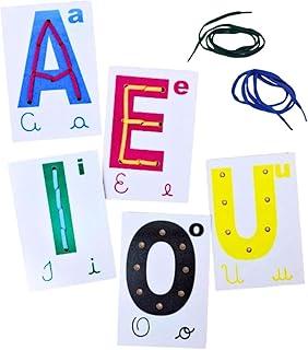 Alinhavos Vogais MDF 5 Peças e 5 Cadeiras Embalagem Plástico Carlu Brinquedos