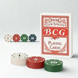 Kit Para Poker Completo com 24 Fichas Numeradas + Baralho BCG Premium; Jogo de Cartas Poker Hold’em; Para Família, Amigos, Viagem, Festa e Treinamento de Jogadores Iniciantes e Avançados