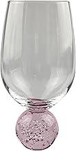Conjunto 6 Taças de Vidro com Base Esfera Colorida, Vinho 400ml ou Champagne 300ml, Rosa, Amarelo ou Azul (Rosa, 400, Millilitros)