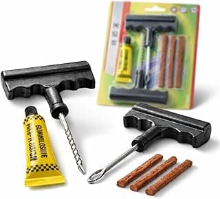 Kit Reparo Pneu Sem Câmara Carro Moto Remendo Macarrão a Frio 3 Tiras + Cola + 2 Ferramentas em T