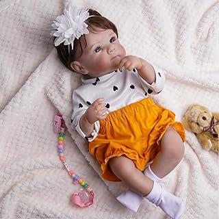 Brastoy Bebê Reborn Boneca Menina de Silicone 48cm Pintada Realista Original (Olhos Azuis)