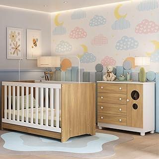 Berço Americano 3 em 1 com Cômoda 1 Porta 4 Gavetas Bombom Multimóveis Mp4708 Branco/madeirado