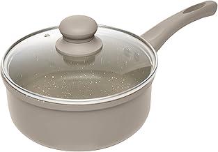 LYOR - Panela de Indução 18cm Taupe Alumínio com Revestimento Cerâmico e Tampa de Vidro