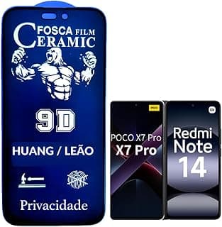 Película Cerâmica Fosca Privacidade POCO X7 PRO/REDMI NOTE 14 5G,Proteção Total, Anti-Riscos, Anti Espião e Não Deixa Marca De Dedo Na Tela