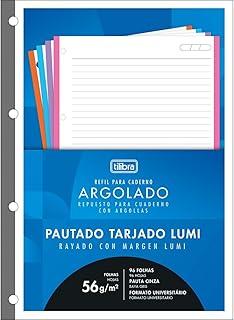 Tilibra - Refil Tiliflex para Caderno Argolado Universitário Borda Colorida, Académie, 20x27.5cm, 4 Cores, 96 Folhas