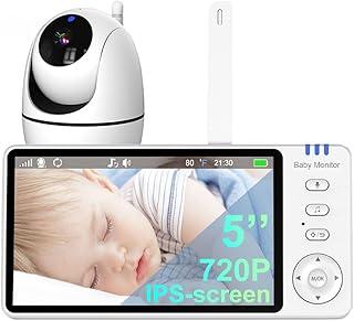 5" Babá Eletrônica, Bebê Câmera Monitor Vídeo,720P HD Monitor de Bebe,Visão nocturna,Música,Sem Wi-Fi Sem App, VOX,Temperatura ambiente