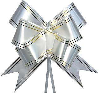 Laço Pronto, Make +, 11Mmx20,5Cm, Branco Com Fio Dourado, Pacote Com 200 Unidades