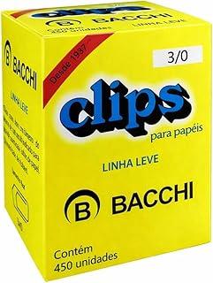 Bacchi Clips Galvanizado, Aço 3/0, Caixa com 450 Unidades, Clipes Para Papel Bacchi