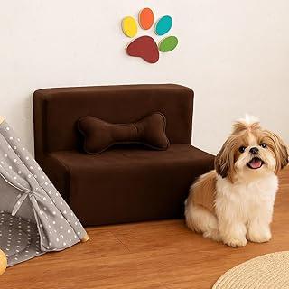 Escadinha Pet Luxo, Degraus em MDF com Suede, Acessório para Cães e Gatos, Auxiliar de Subida para Sofá e Cama, 2 Degraus (Marrom)