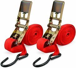 Catraca de Amarração para Cargas Cintas Fixação, Kit com 2 Unidades, Poliéster Reforçado 25mm x 4,5 Metros, com Gancho em Aço para Fixação de Cargas