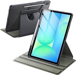 JETech Capa Giratória para Samsung Galaxy Tab S10 FE Plus/S10 FE+ 13,1 Polegadas com Porta S Pen, Case Protetora de Suporte com Rotação de 360 Graus e Parte Traseira Transparente (Cinza)