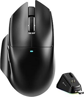 ATTACK SHARK Mouse para jogos V6 65g Superlight sem fio com base de carregamento magnético RGB, mouse BT/2,4 GHz sem fio/com fio 1K, sensor PixArt PAW3311, 25000DPI, mouse gamer de escritório para PC