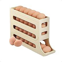 Porta Ovos Organizador Dispensador De Geladeira Gaveta 4 Andares Camadas de Bandeja Prático e Compacto, para Armazenar Até 30 Ovos, Design Elegante e Funcional para Sua Geladeira (Creme)