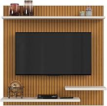 Painel Suspenso Madrid Com Prateleira TV 32 Polegadas Nicho Para Parede Sala Quarto Escritório Ripado/Off White