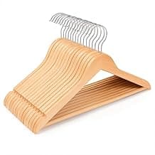 Kit 10 Cabides de Madeira Premium – Resistentes, Duráveis e Estéticos para Roupas, Casacos e Ternos