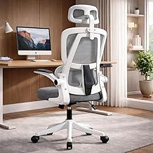 BlidShop Cadeira de Escritório Ergonômica Veneza, Tela Mesh Respirável, Suporte Lombar, Reclinável, Altura Ajustável, Capacidade 120kg (Branca e Cinza)