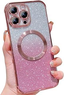 Capa Capinha Case Protetora Compativel Iphone Glitter Magnetica 2 em 1 Transparente Iphone 11 12 Pro Max 13 13 Pro Max 14 Pro Max, Rosa Degrade (Iphone 14 Pro Max)