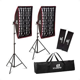 SOU FOTO Kit de Luz Para Gravar Video Profissional com Softbox com Tripé e Tela Grid