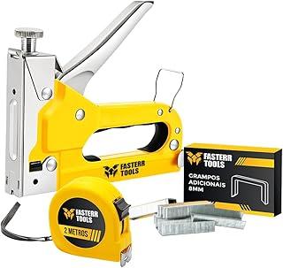 Grampeador de Tapeceiro Manual 3 em 1 Fasterr FST034 - Profissional para Estofados, Madeira, Artesanato - Ajuste de Pressão, Anti-Trava + Maleta, Trena e 500 Grampos