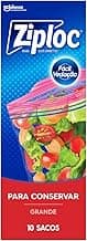 Ziploc Saco Hermético para Conservar Alimentos, Organizador, Grande, 10 unidades com 10.05% de desconto por R$ 24,61 na amazon