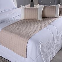 Peseira Queen com Almofadas 5 Peças Percal 300 Fios | Caminho de Cama para Decoração de Quarto (CÁQUI)