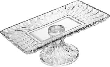 LYOR - Travessa para Servir de Cristal com Pé Diamond 30cm x 16,5cm x 12cm.