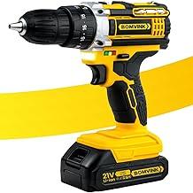 Parafusadeira e Furadeira a Bateria 21V com Empunhadura Emborrachada + Bateria Recarregável + Brocas e Acessórios