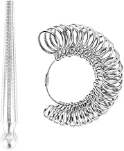 Conjunto de Medidor de Anéis com Medidor de Dedo e Anel de Medição Metálico