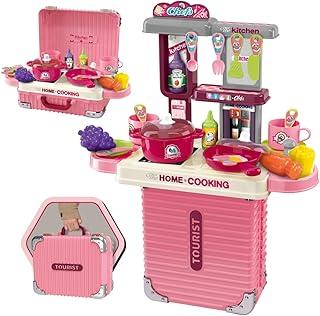 Cozinha Infantil Bancada 3 em 1 Maleta C/31 Peças Maxi Toys