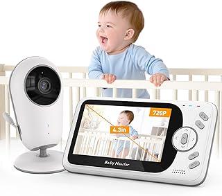 Babá Eletrônica com Monitor 4.3″, Câmera com Visão Noturna Automática, Áudio Bidirecional, Monitor de Temperatura, 8 Canções de Ninar, Babá Eletrônica sem Wi-Fi para Monitoramento Seguro