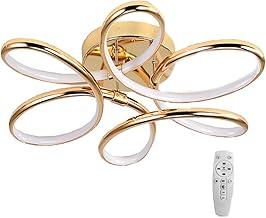 Lustre Led Luminária Flor Espiral Moderno 3000K 6000K Dourado Cromado com Controle Remoto Bivolt 60W Brinovar