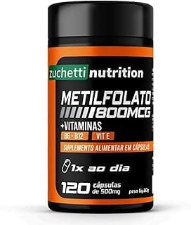 Metilfolato Ácido Fólico 800mcg 120 Cápsulas Vitamina B12 B6 Original zuchetti nutrition