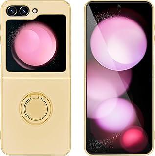 Capinha Case Tpu Acrílica Aveludada Anel Para Galaxy Z Flip 5 (Creme)