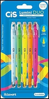 Caneta Marca Texto, CIS Lumini Duo, 5 Cores, Sertic, Blister