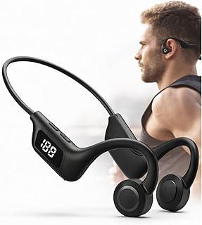 Fone de Ouvido Condução Óssea, Fone Bluetooth Por Vibração, Modelo Esportivo Com Display Digital, Entrada Cartão SD, Resistente a Água, Para Corrida, Academia, Bike, Treino, Compatível Android iOS
