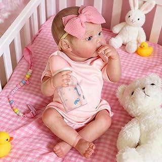 Bebê Reborn Silicone Boneca Menina Realista Olhos Azuis 48cm Pode Dar Banho