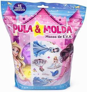 Massinha de Modelar EVA Princesas, 15 Cores com Adesivos, 150g, Atóxica e Segura, Kit Criativo para Crianças +3 Anos, Não Mancha, Flexível e Macia, Secagem Rápida, Coordenação Motora Fina