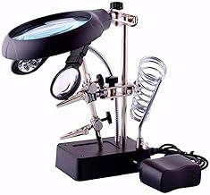 Lupa De Mesa com Garras Luz Led Ajustável Suporte Solda C/Fonte CBR03587 - Commerce Brasil