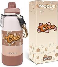 MODUS 950mL Garrafa de Água Térmica Esportiva Inox Isolada a Vácuo com Base Emborrachada Anti Derrapante (Gradiente Branco a Cinza)