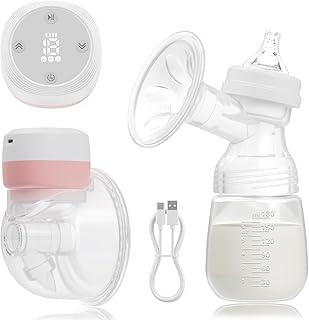 Bomba De Tirar Leite Elétrica, Coletor De Leite Materno Mãos Livres, Bomba de Mama Wearable Portátil, Livre de BPA, 3 Modos e 19 Níveis, Rosa
