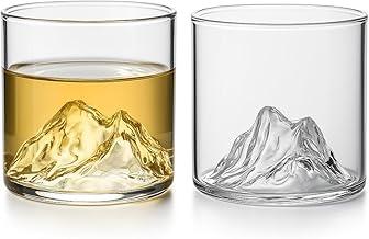 Kit 2 Copos de Vidro Montanha 300ml Cristal Transparente Design Montanha Luxo para Whisky Drinks e Bebidas Vidro Premium Reforçado