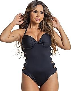 Maiô Trançado Na Lateral Elegante Com Bojo Meia Taça E Aro Orla da Praia