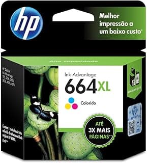 Cartucho de Tinta HP 664XL Colorido Original (F6V30AB) Para Impressora Deskjet 2136, 2676, 3776, 5076, 5277