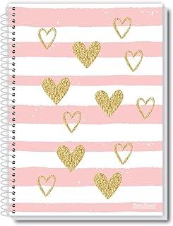 Kit de Cadernos, Pauta Branca, Espiral, 1/4, Capa Dura, Amo, 80 Folhas, Pacote com 5