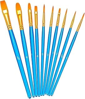 Kit 10/12/20/24 Pincéis de Pintura Profissional – Ponta Fina, Redonda e Chata – Pincéis Artísticos para Tela, Aquarela, Acrílica, Óleo, Artesanato e Pintura Facial (Azul-10 Peças) com 11.12% de desconto por R$ 15,99 na amazon