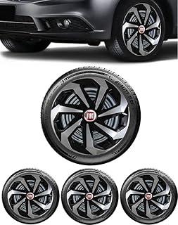 Kit 4 Calota Esportiva Spider Preto/Prata Aro 13 Fiat Palio 92000 2002 2003 2004 2005 2006 2007 2008 2009 2010 2011 2012 Novo Uno Vivace Way Argo Cronos Palio Siena Mobi Punto Linea Grand Siena Idea