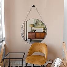 Espelho Redondo Decorativo Adnet Escandinavo 60cm + Suporte Caramelo