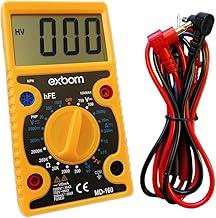 Multímetro Digital Profissional Exbom MD‑160 – Display LCD Grande, BIP de Continuidade, Medições AC/DC, Resistor, Diodo e Transistor