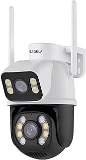 CAMERA DE SEGURANÇA INTELIGENTE DUAS LENTES 6MP 360 IP WIFI ETHERNET SPEED DOME DETECÇÃO RASTREAMENTO HUMANO IMAGENS COLORIDAS A NOITE SENSOR PRESENÇA CFTV GRAVACAO NUVEM OU LOCAL (PRETO)